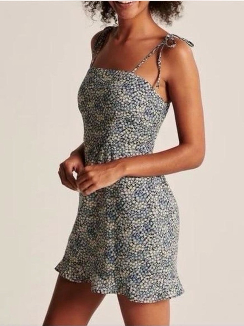 Abercrombie & Fitch Navy Blue Floral Tie-Strap Mini Dress